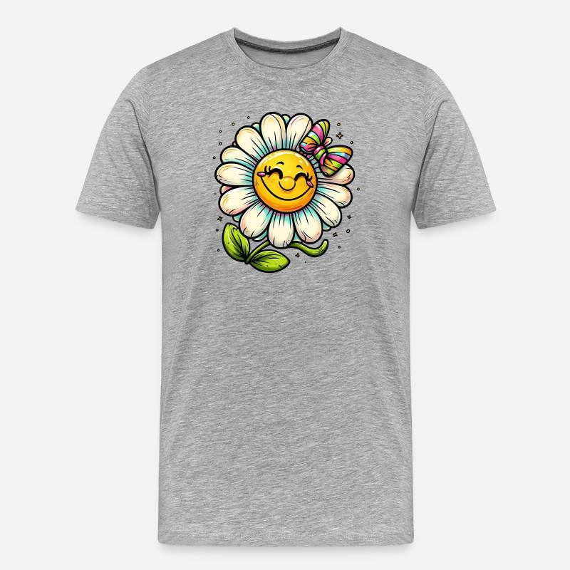 Gänseblümchen - Männer Premium Bio T-Shirt - Grau meliert