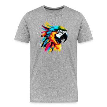 Perroquet - T-shirt bio Premium Homme - gris chiné - Devant - Damien (186cm)