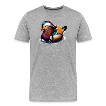 Canard mandarin - T-shirt bio Premium Homme - gris chiné - Devant - Damien (186cm)