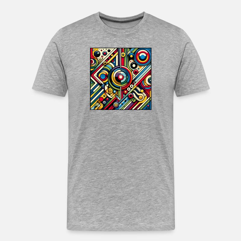 Neon Geometry — Circuit Pop - Männer Premium Bio T-Shirt - Grau meliert