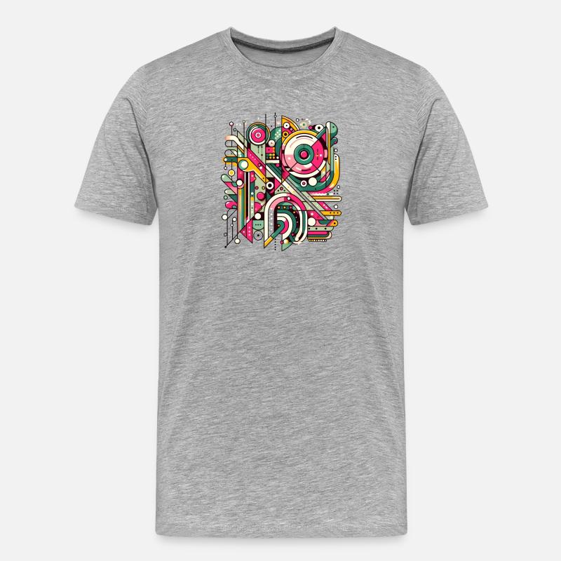Neon Geometry — Hypergrid - Männer Premium Bio T-Shirt - Grau meliert