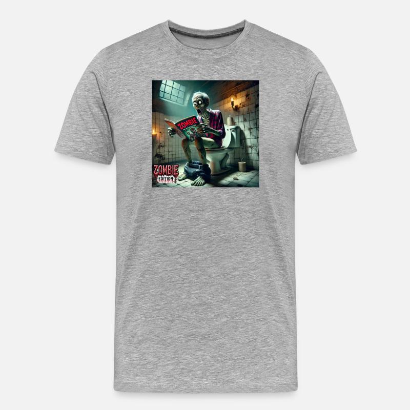 Zombie Klo - Männer Premium Bio T-Shirt - Grau meliert