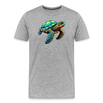 Tortue - T-shirt bio Premium Homme - gris chiné - Devant - Damien (186cm)