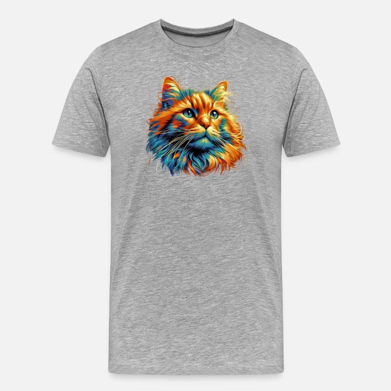 Katze - Männer Premium Bio T-Shirt - Grau meliert
