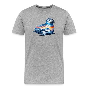 Phoque - T-shirt bio Premium Homme - gris chiné - Devant - Damien (186cm)