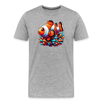 Poisson-clown - T-shirt bio Premium Homme - gris chiné - Devant - Damien (186cm)