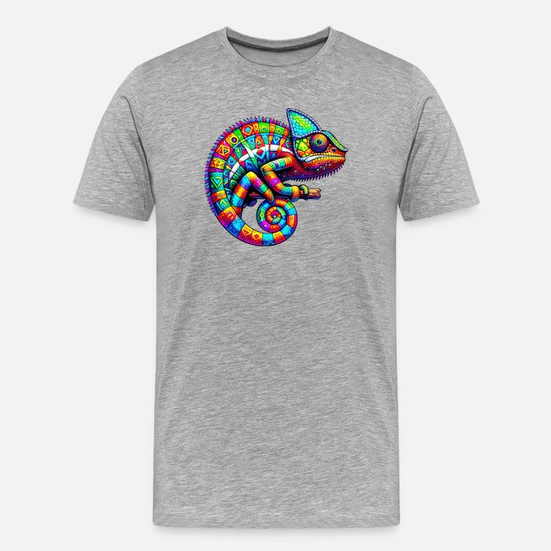 Chamäleon - Männer Premium Bio T-Shirt - Grau meliert