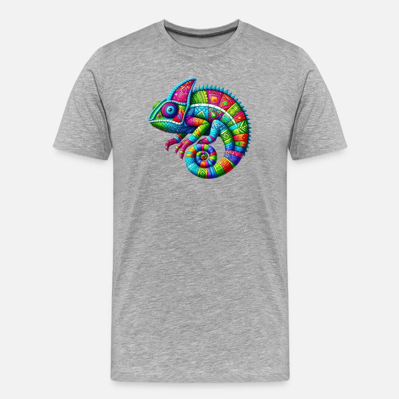 Chamäleon - Männer Premium Bio T-Shirt - Grau meliert