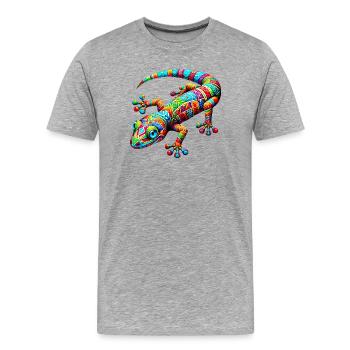 Gecko - T-shirt bio Premium Homme - gris chiné - Devant - Damien (186cm)