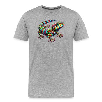 Gecko - T-shirt bio Premium Homme - gris chiné - Devant - Damien (186cm)