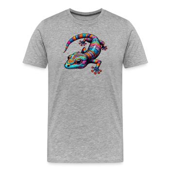 Gecko - T-shirt bio Premium Homme - gris chiné - Devant - Damien (186cm)