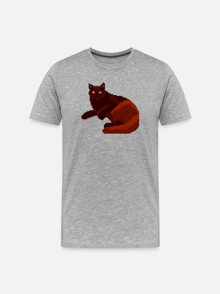 Red Night Cat Pixel Art - Men's Premium Organic T-Shirt - heather grey