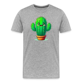 Kaktus - Männer Premium Bio T-Shirt - Grau meliert - Vorne - Damien (186cm)