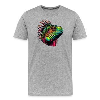 Iguana - Men's Premium Organic T-Shirt - heather grey - Front - Damien (186cm)