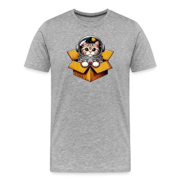 Astronaut Katze - Männer Premium Bio T-Shirt - Grau meliert - Vorne - Damien (186cm)