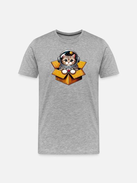 Astronaut Cat - Men's Premium Organic T-Shirt - heather grey