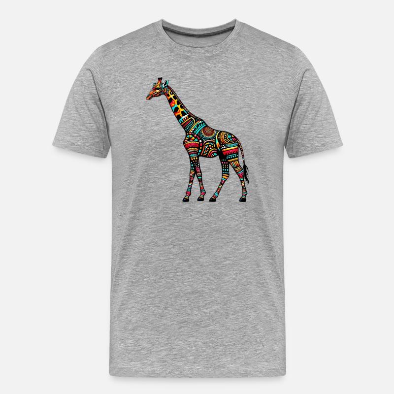 Giraffe - Männer Premium Bio T-Shirt - Grau meliert