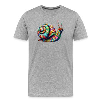 Escargot - T-shirt bio Premium Homme - gris chiné - Devant - Damien (186cm)