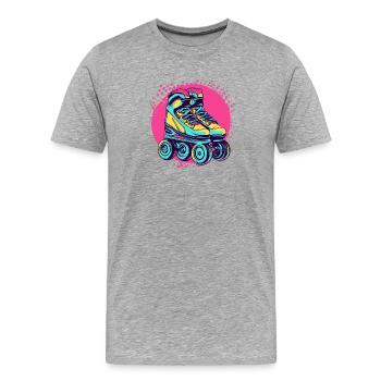 Neon Roller Skates 90s 80s Retro Vintage - Men's Premium Organic T-Shirt - heather grey - Front - Damien (186cm)