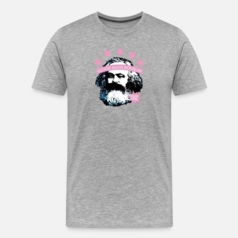 Glück durch Konsum – Bearded Icon - Männer Premium Bio T-Shirt - Grau meliert