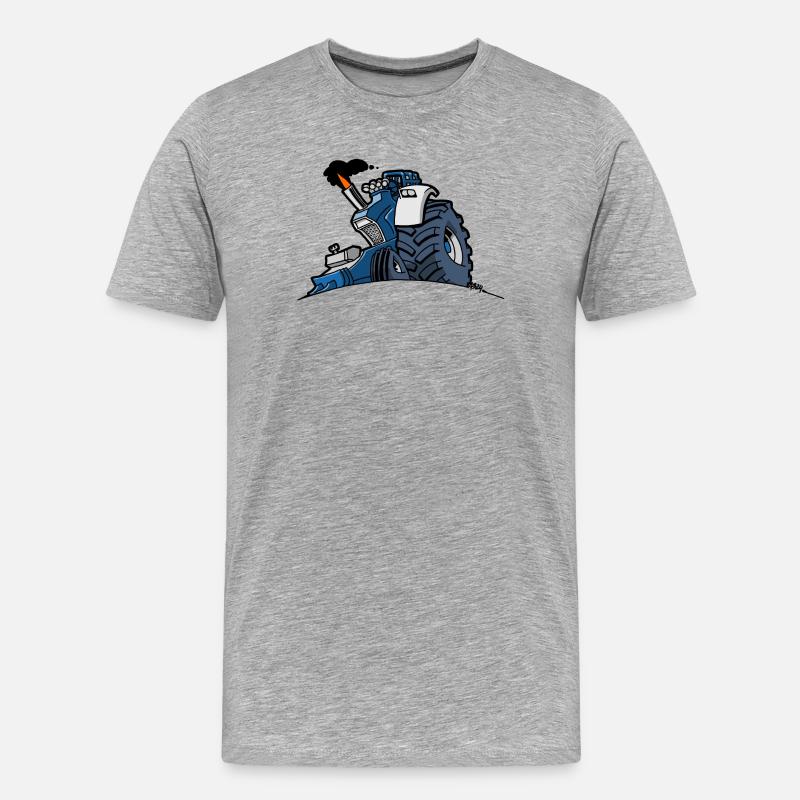 1293 DRAWSMALL BLAU - Männer Premium Bio T-Shirt - Grau meliert