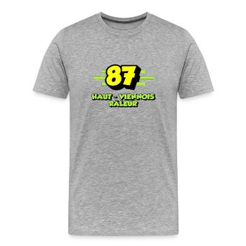 Haut-Viennois râleur - T-shirt bio Premium Homme - gris chiné - Devant - Damien (186cm)