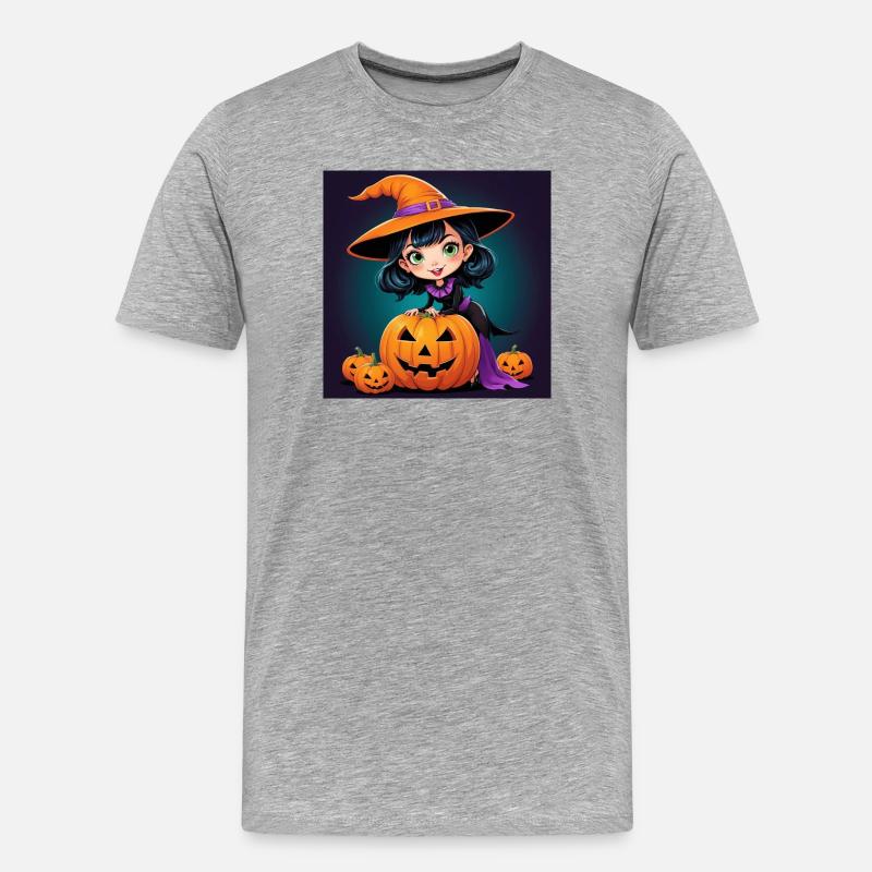 Halloween Witch - Männer Premium Bio T-Shirt - Grau meliert
