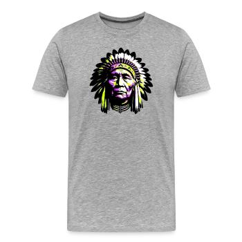 Amérindien Américain - T-shirt bio Premium Homme - gris chiné - Devant - Damien (186cm)