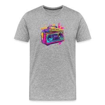 90s Boom Box Jukebox Retro vintage 80s - Men's Premium Organic T-Shirt - heather grey - Front - Damien (186cm)