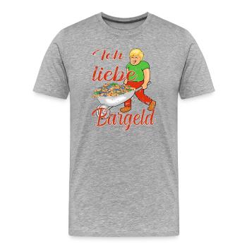Bargeld Geld - Männer Premium Bio T-Shirt - Grau meliert - Vorne - Damien (186cm)