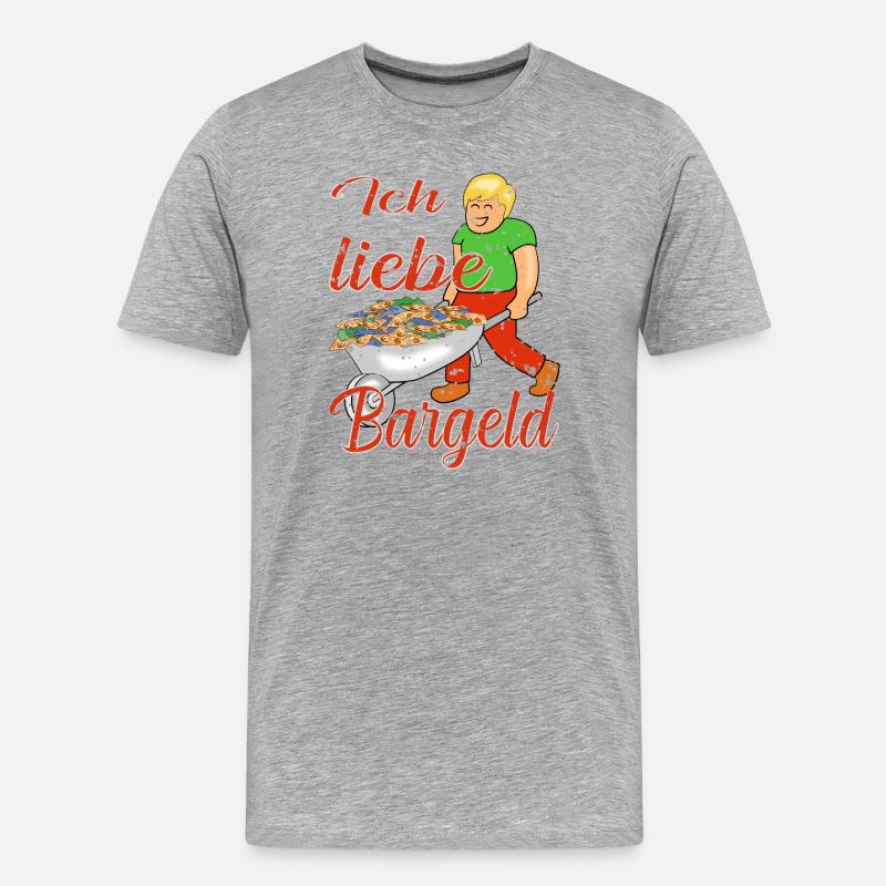 Bargeld Geld - Männer Premium Bio T-Shirt - Grau meliert