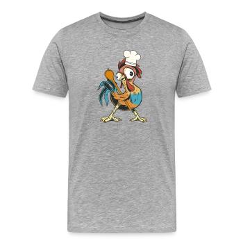 Poulet Coq Cuisinier Cuisiniers Cuisinier Arts culinaires Cuisinier loisir - T-shirt bio Premium Homme - gris chiné - Devant - Damien (186cm)