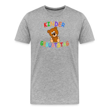 Kindergeburtstag mit Teddybär - Männer Premium Bio T-Shirt - Grau meliert - Vorne - Damien (186cm)
