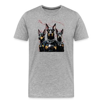 Dreifache Dobermann Geometrie - Männer Premium Bio T-Shirt - Grau meliert - Vorne - Damien (186cm)