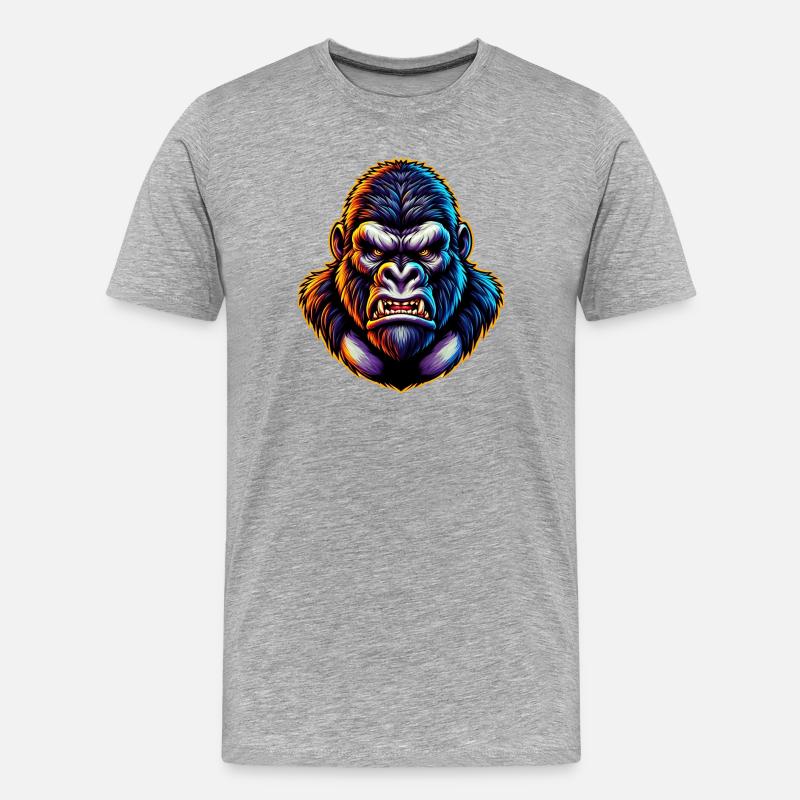 Gorilla - Männer Premium Bio T-Shirt - Grau meliert