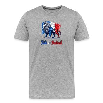 La fierté du design du drapeau de Montreuil - T-shirt bio Premium Homme - gris chiné - Devant - Damien (186cm)