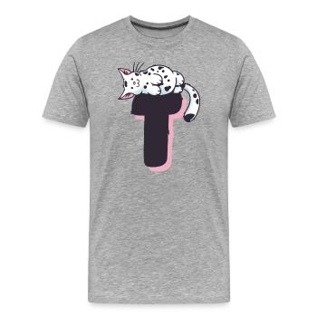 Cat Letter T - Men's Premium Organic T-Shirt - heather grey - Front - Damien (186cm)