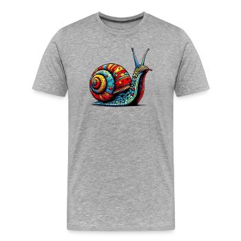 Escargot - T-shirt bio Premium Homme - gris chiné - Devant - Damien (186cm)