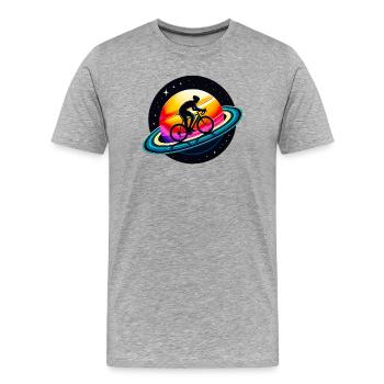 Cycliste sur Saturne - T-shirt bio Premium Homme - gris chiné - Devant - Damien (186cm)