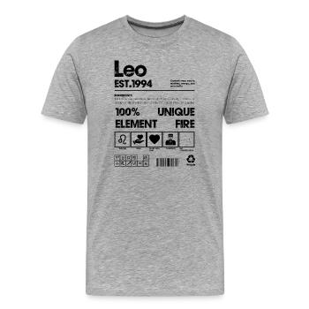 Leo 1994 - Männer Premium Bio T-Shirt - Grau meliert - Vorne - Damien (186cm)