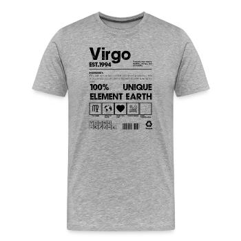 Virgo Vibes : Terre, logique et rire - T-shirt bio Premium Homme - gris chiné - Devant - Damien (186cm)