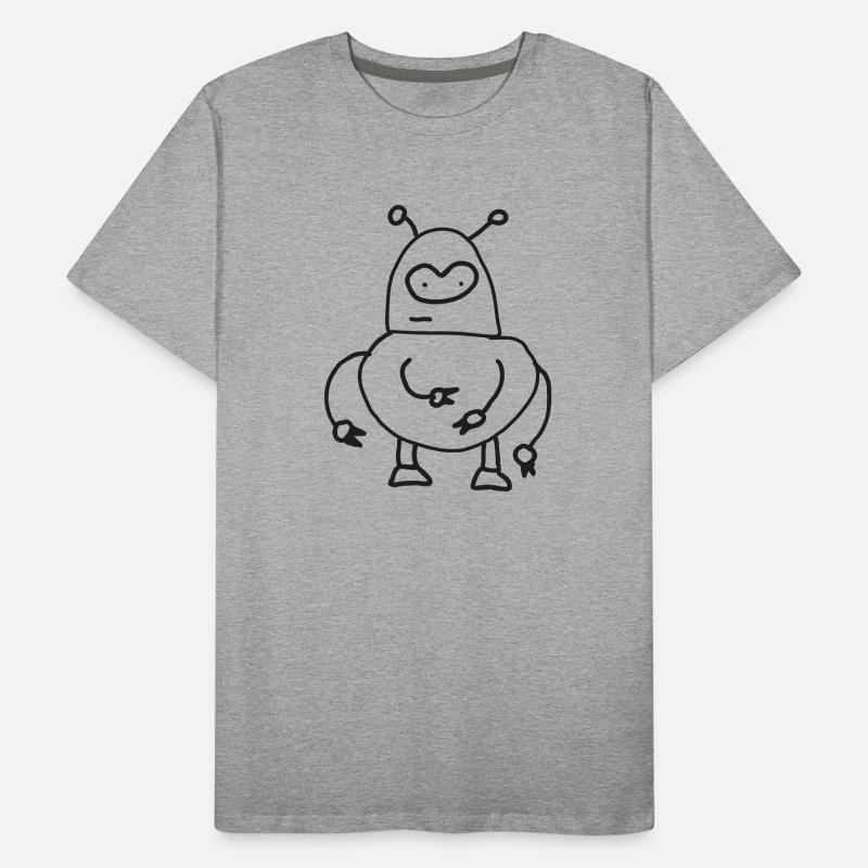 Dooddly Alien Robot Doodle T-shirt bio Premium Homme