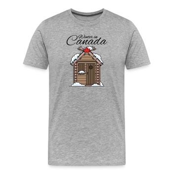Snowy Canadian Cottage - Men's Premium Organic T-Shirt - heather grey - Front - Damien (186cm)