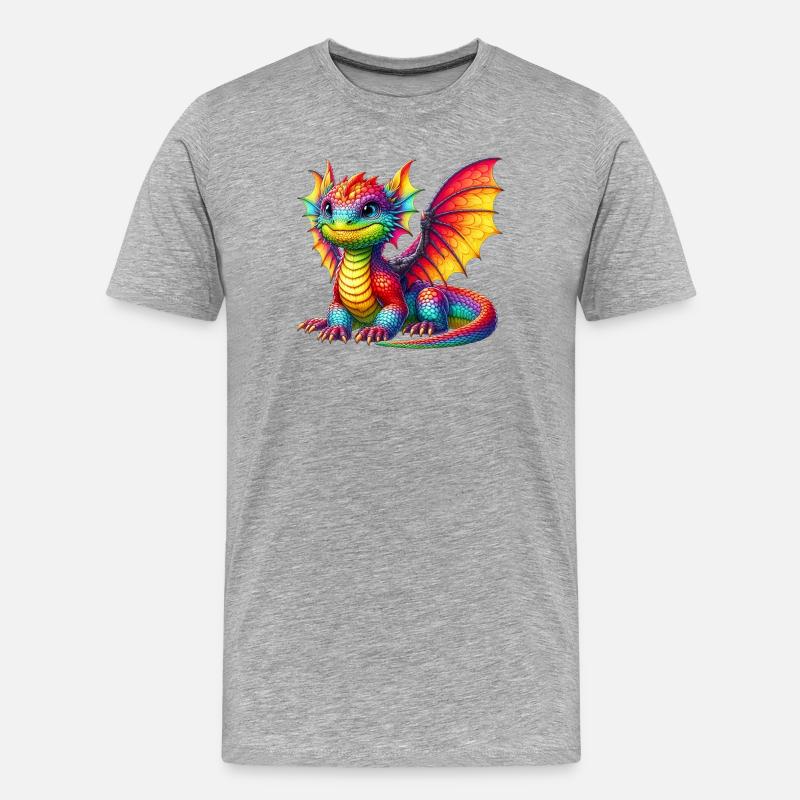 Drache - Männer Premium Bio T-Shirt - Grau meliert
