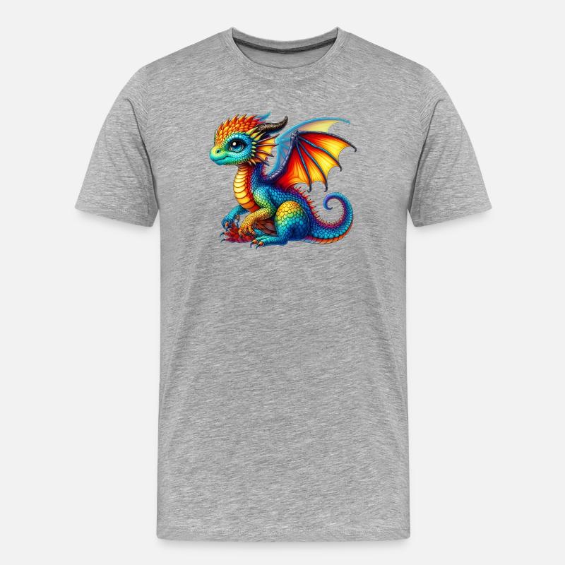 Drache - Männer Premium Bio T-Shirt - Grau meliert