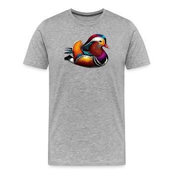 Canard mandarin - T-shirt bio Premium Homme - gris chiné - Devant - Damien (186cm)