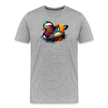 Canard mandarin - T-shirt bio Premium Homme - gris chiné - Devant - Damien (186cm)