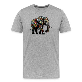 Éléphant - T-shirt bio Premium Homme - gris chiné - Devant - Damien (186cm)