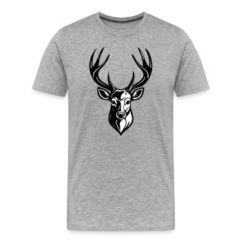 TÊTE DE CERF - T-shirt bio Premium Homme - gris chiné - Devant - Damien (186cm)