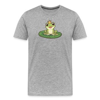 Froschkönig auf Seerose - Männer Premium Bio T-Shirt - Grau meliert - Vorne - Damien (186cm)